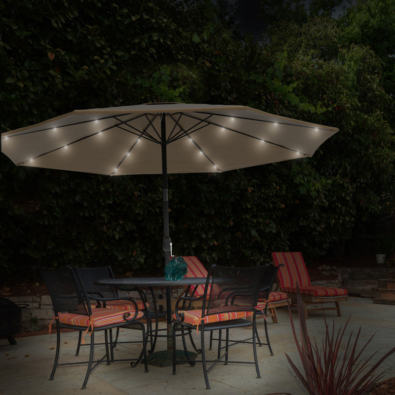 Pure Garden Patio Umbrella with Lights - 10' Outdoor Sun Pure Garden Patio Umbrella with Lights - 10' Outdoor Sun